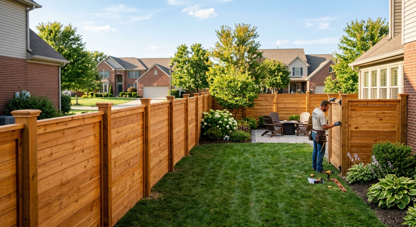 Professional fence installation project in Indianapolis residential neighborhood
